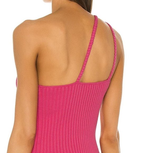 525 America Braided One Shoulder Rib Tank Beige - Picture 4 of 5